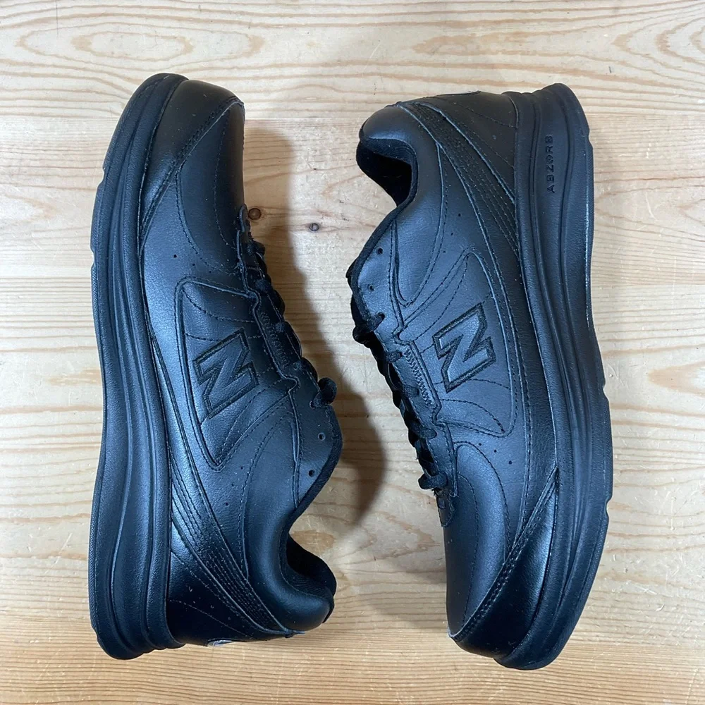 New Balance 577 Walking Shoes Men's 10 D Black Leather Lace Up MW577BK